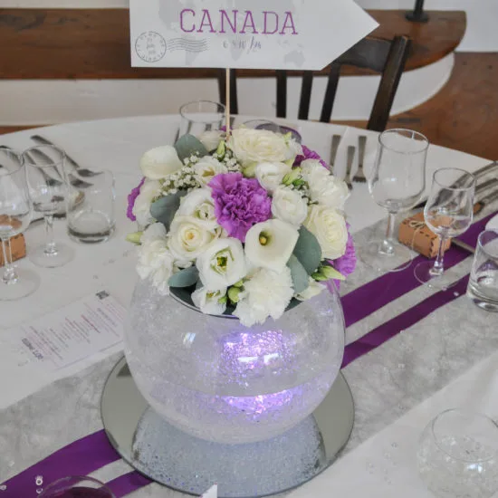 Décoration mariage voyage violet